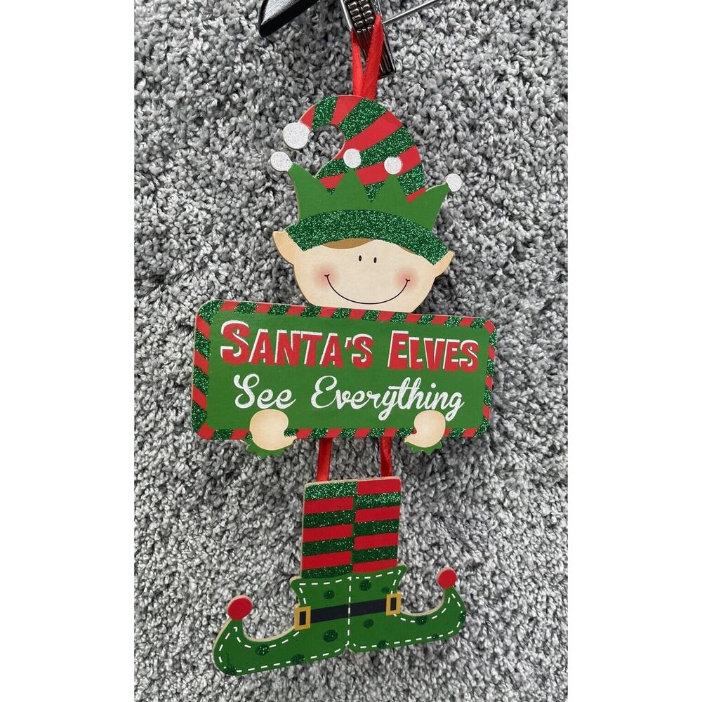 Santas Elves See Everything Wall Door Hanging Sign Christmas Home Decor
